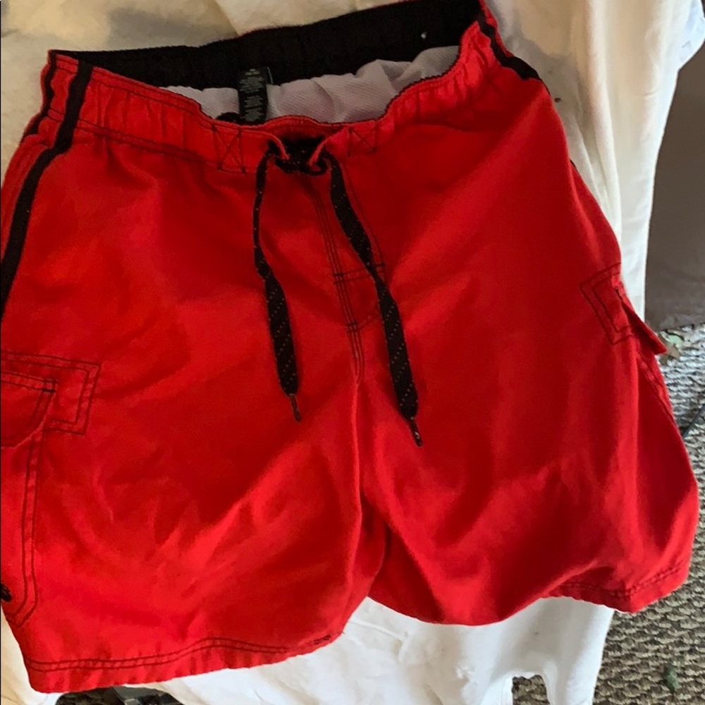 Men’s Red and Black Swim Shorts